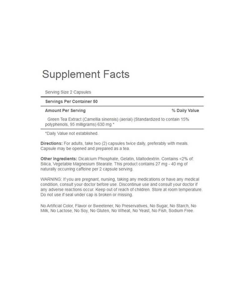 Green Tea - Standardized Extract 315 mg - 100 Capsules