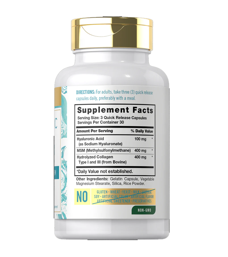 Hyaluronic Acid with Collagen and MSM 900mg - 90 Capsules