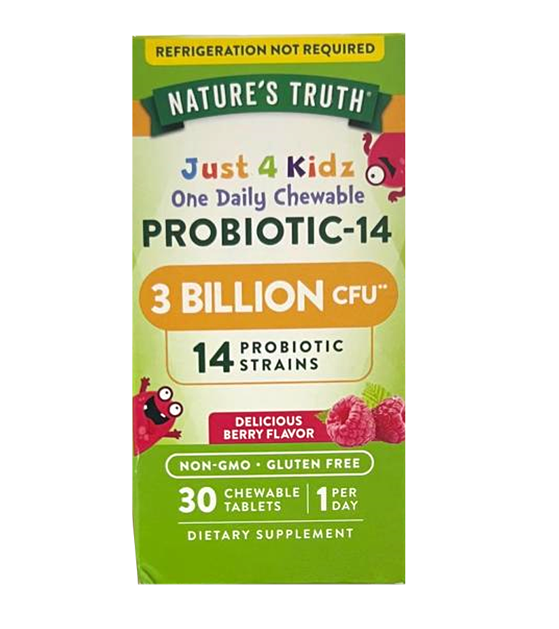 Just 4 Kidz Chewable Probiotic-14 (3 مليار وحدة تشكيل مستعمرة) - 30 قرصًا للمضغ