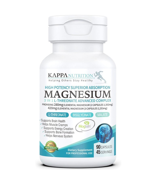 Kappa Magnesium, L-Threonate, Bisglycinate Chelate and Malate - 90 Capsules