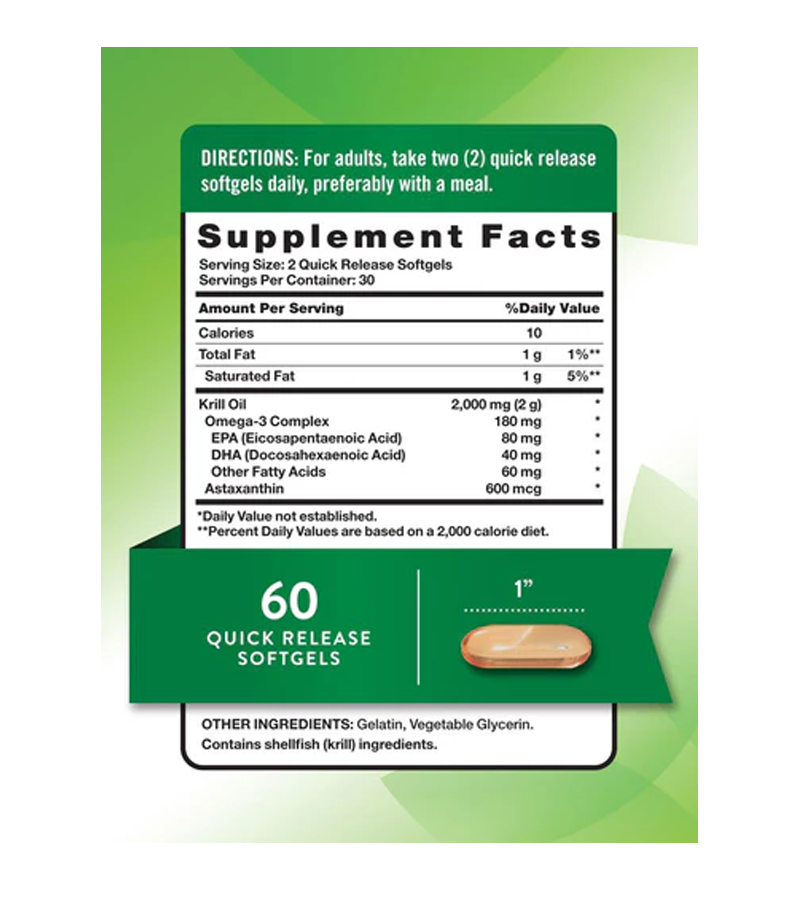 Krill Oil 2000 mg (Omega 3 Complex) - 60 Quick Release Softgels