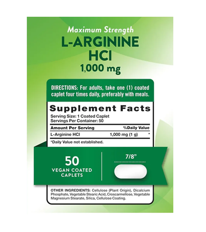 L-ARGININE HCL 1000 MG - 50 Coated Caplets