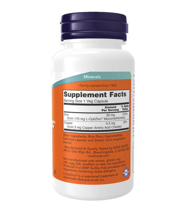 L-OptiZinc® 30 mg - 100 Veg Capsules