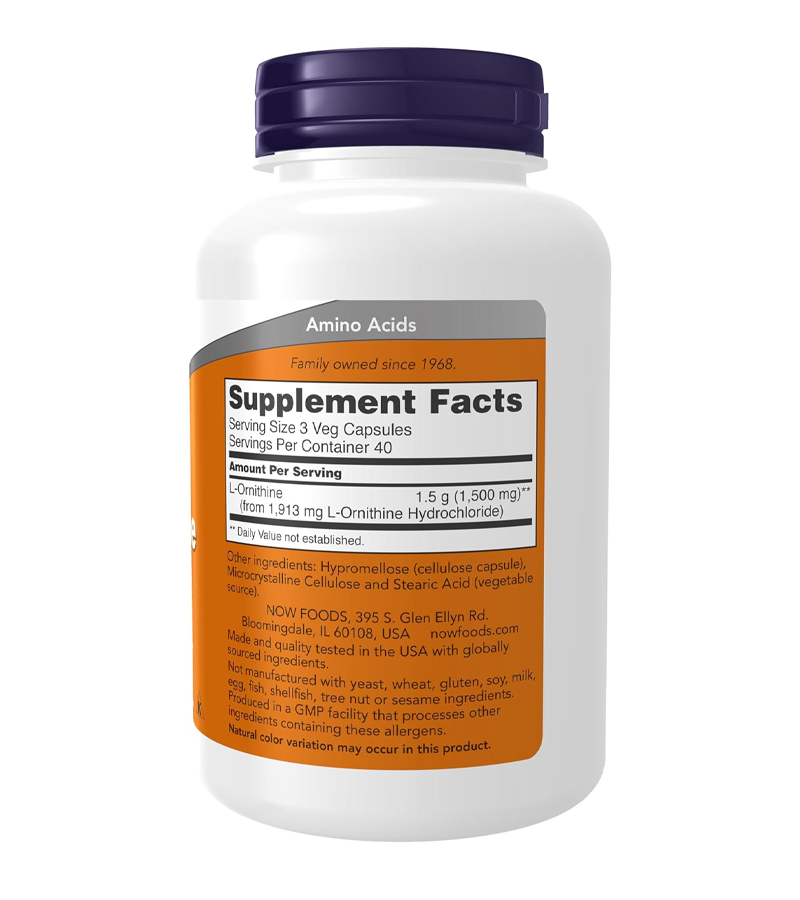 L-Ornithine 500 mg, 120 Veg Capsules
