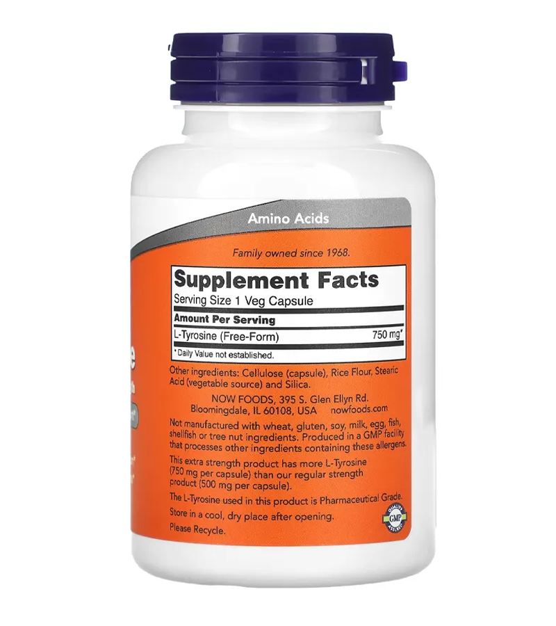 L-Tyrosine Extra Strength 750 mg - 90 Veg Capsules