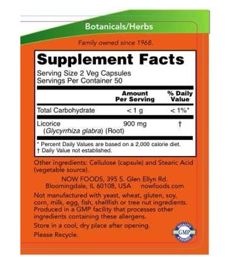 LICORICE ROOT 450mg - 100 CAPSULES