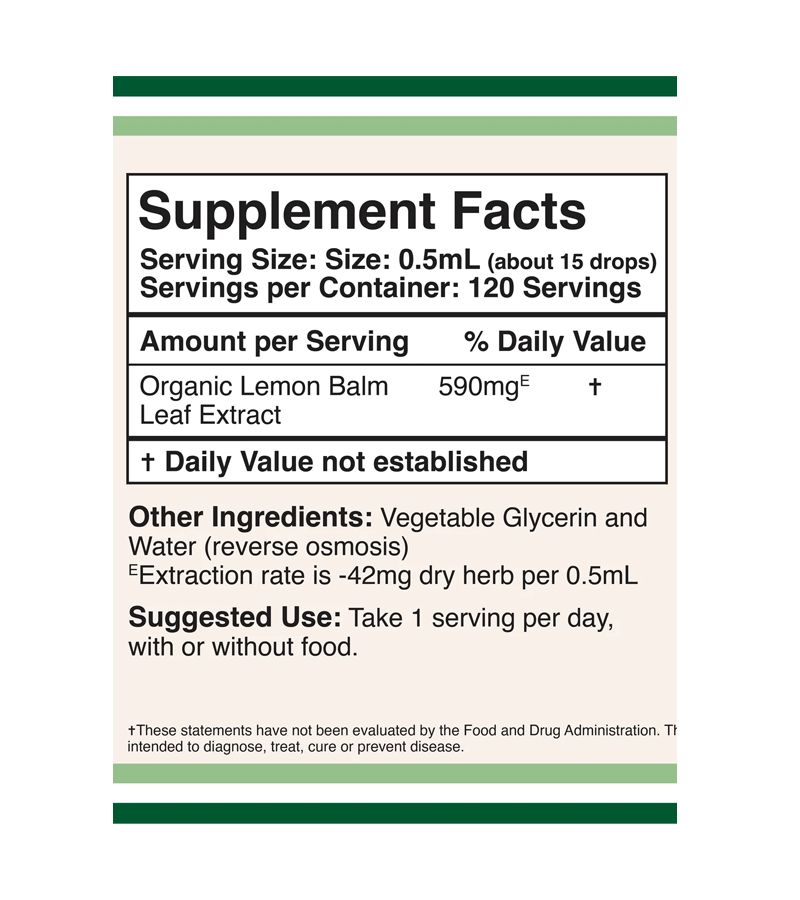 Lemon Balm Drops - 60 ML