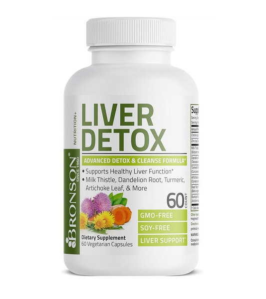 Liver Detox with Milk Thistle, Dandelion Root, Turmeric, Artichoke Leaf & More - 60 Veg Capsules