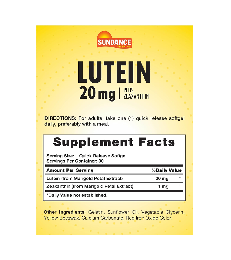 Lutein 20mg with Zeaxanthin - 30 Softgels