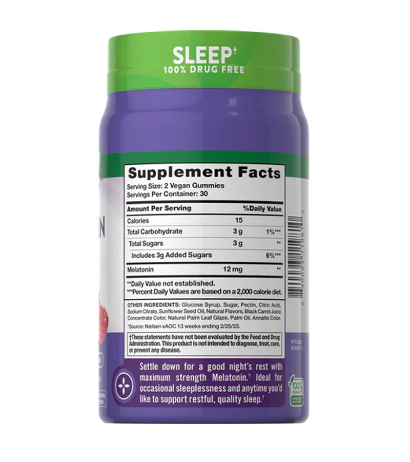 MELATONIN 12 MG MAX STRENGTH - 60 Vegan Gummies