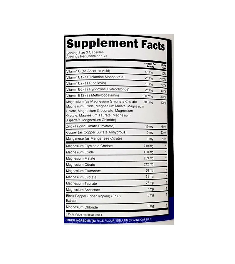 Magnesium Complex with Vitamin B Complex - 90 Capsules