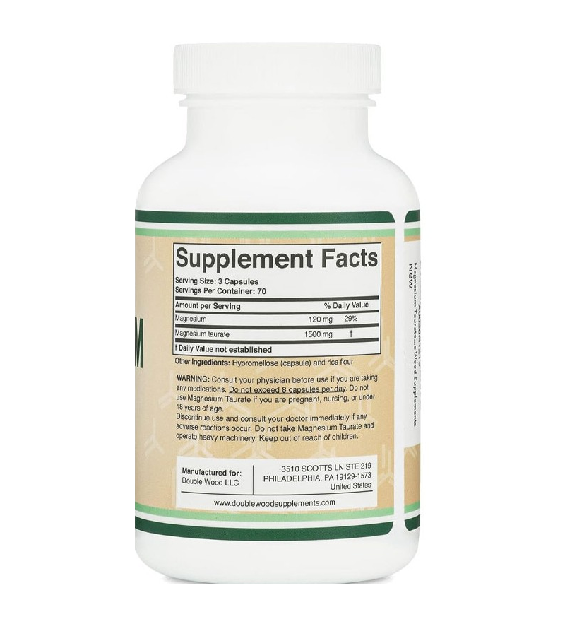 Magnesium Taurate 1500mg per Serving - 210 Vegan Capsules