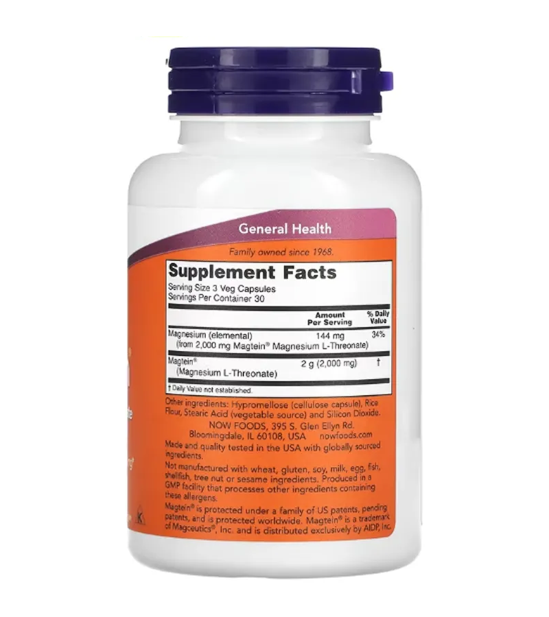 Magtein, Magnesium L-Threonate - 90 Veg Capsules