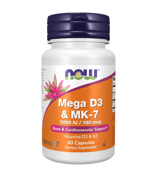 Mega D3 & K2 MK-7, 5000 IU - 180 mcg, 60 Veg Capsules