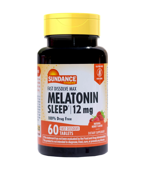 Melatonin 12mg - 60 Fast Dissolve Tablets Natural Berry Flavor