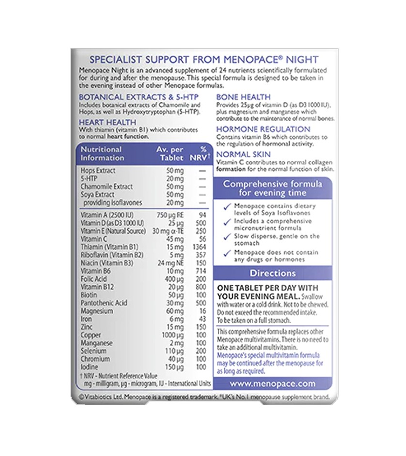 Menopace Night - 30 Tablets