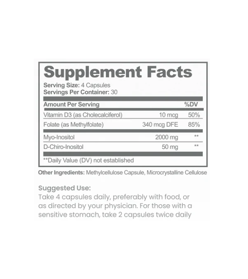 Myo-Inositol & D-Chiro Inositol+ with Folate & Vitamin D - 120 Capsules