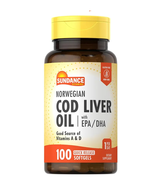 Norwegian Cod Liver Oil with EPA, DHA - 100 Softgels