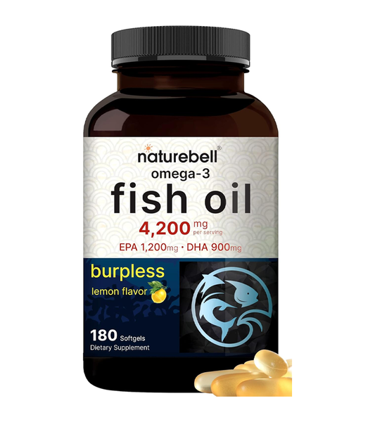 Omega 3 Fish Oil 4200mg, Highly Purified EPA & DHA, Lemon Flavored - 180 Softgels,