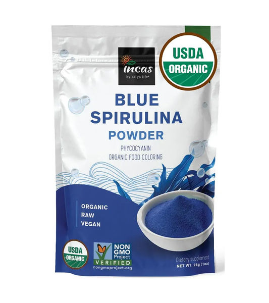 Organic Blue Spirulina Powder, No Fishy Smell - 28g