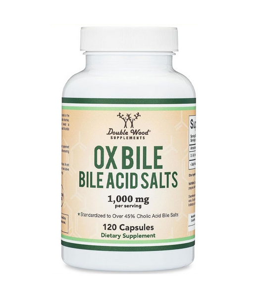 Ox Bile Supplement for No Gallbladder - Bile Acid Salts 1000mg Per Serving - 120 Capsules