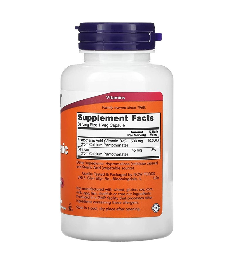 Pantothenic Acid - Vitamin B5 - 500mg -100 Capsules