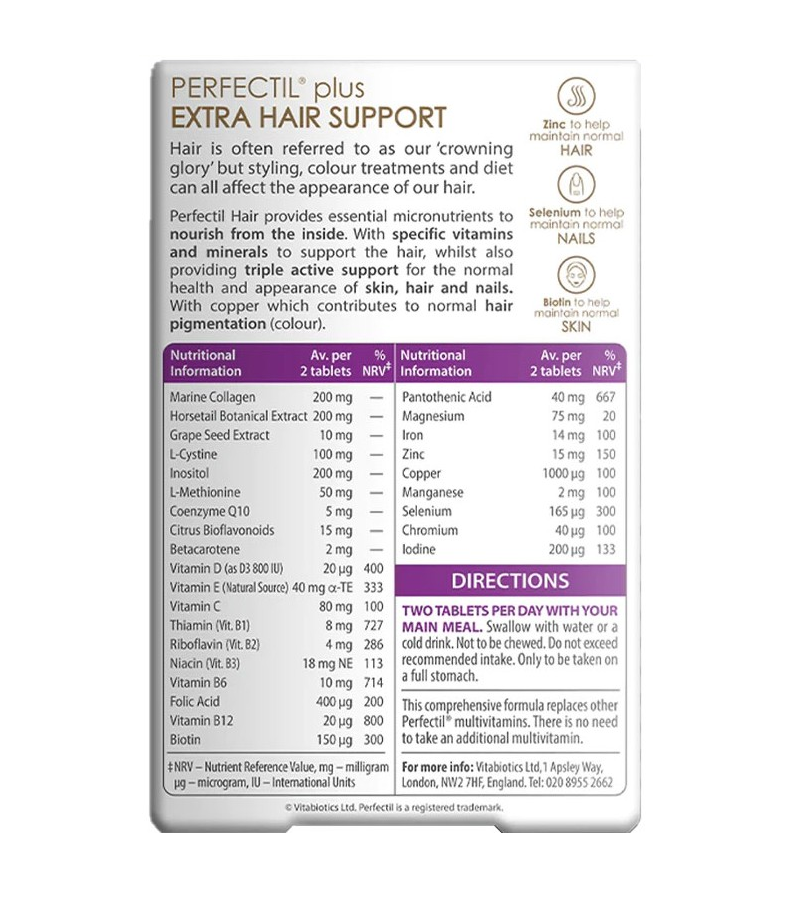 Perfectil Plus Hair extra support - 60 Tablets