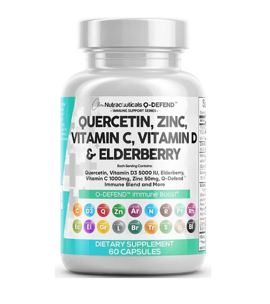 Quercetin, Zinc, Vitamin C&D, Bromelain and Elderberry - 60 Capsules