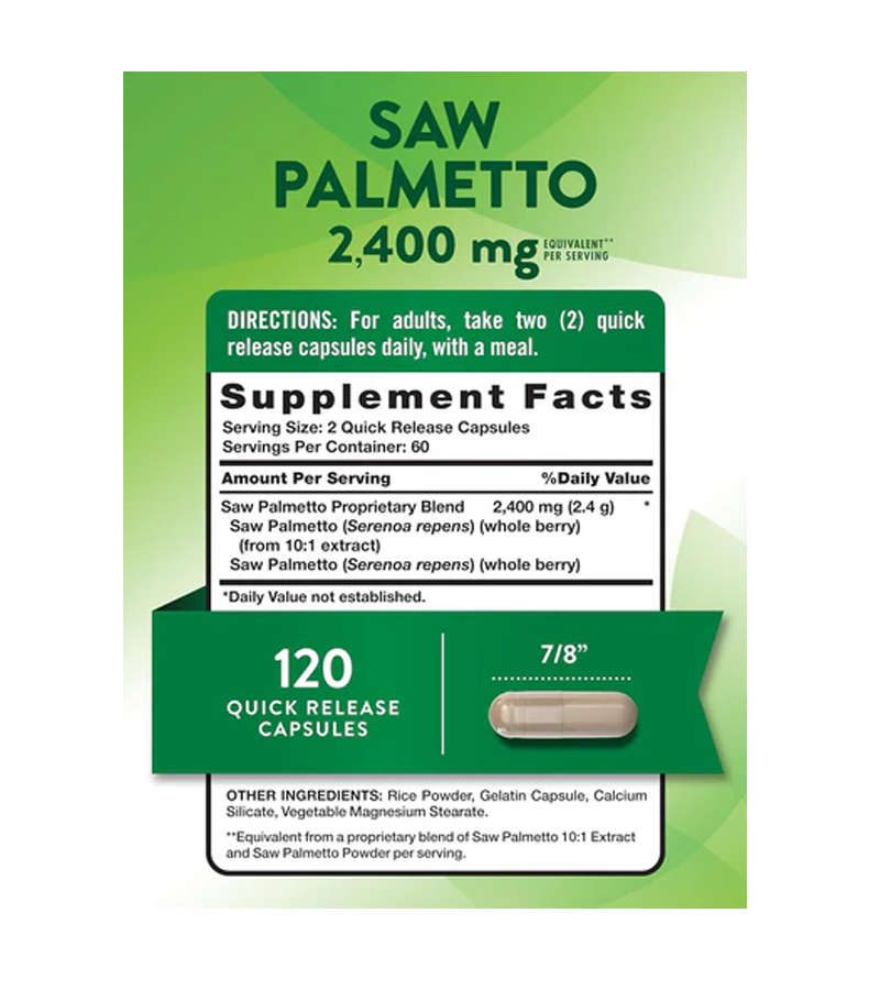 Saw Palmetto 2,400 mg - 120 Quick Release Capsules