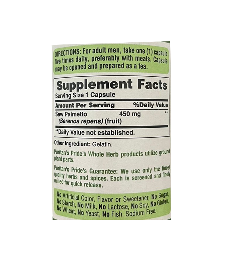 Saw Palmetto 450 mg - 100 Capsules