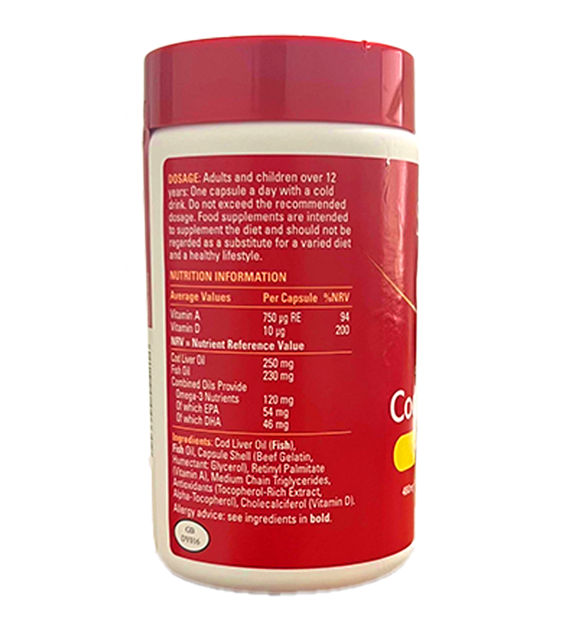 Seven Seas Pure Cod Liver Oil - OMEGA-3 with Vitamins A, D and E-120 Capsules