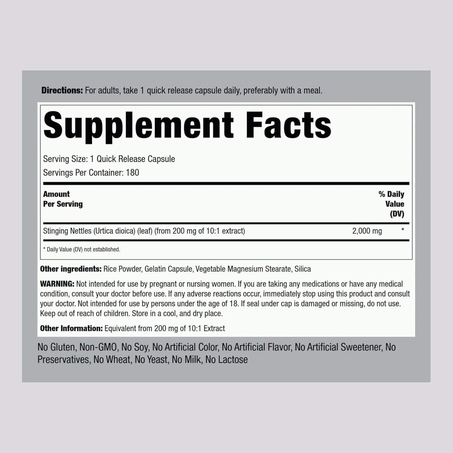 Stinging Nettle 2000 mg - 180 Capsules