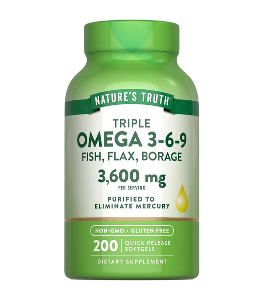 Triple Omega 3 6 9 - 3600mg - 200 Softgels