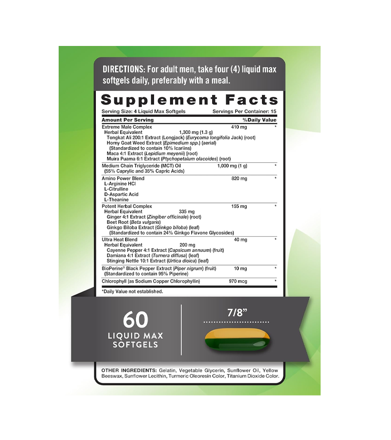 ULTRA LIBIDO FOR MEN - 60 Liquid Max Softgels