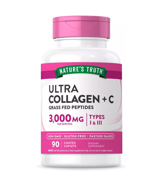 Ultra Collagen 3000 MG HYDROLYZED TYPE 1 & 3 WITH VITAMIN C - 90 CAPLETS