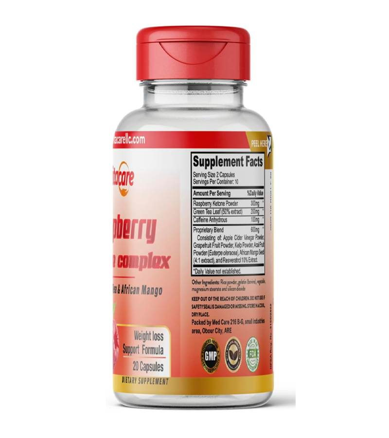 Vitacare Raspberry ketone + Green Tea + African Mango 20 Capsules