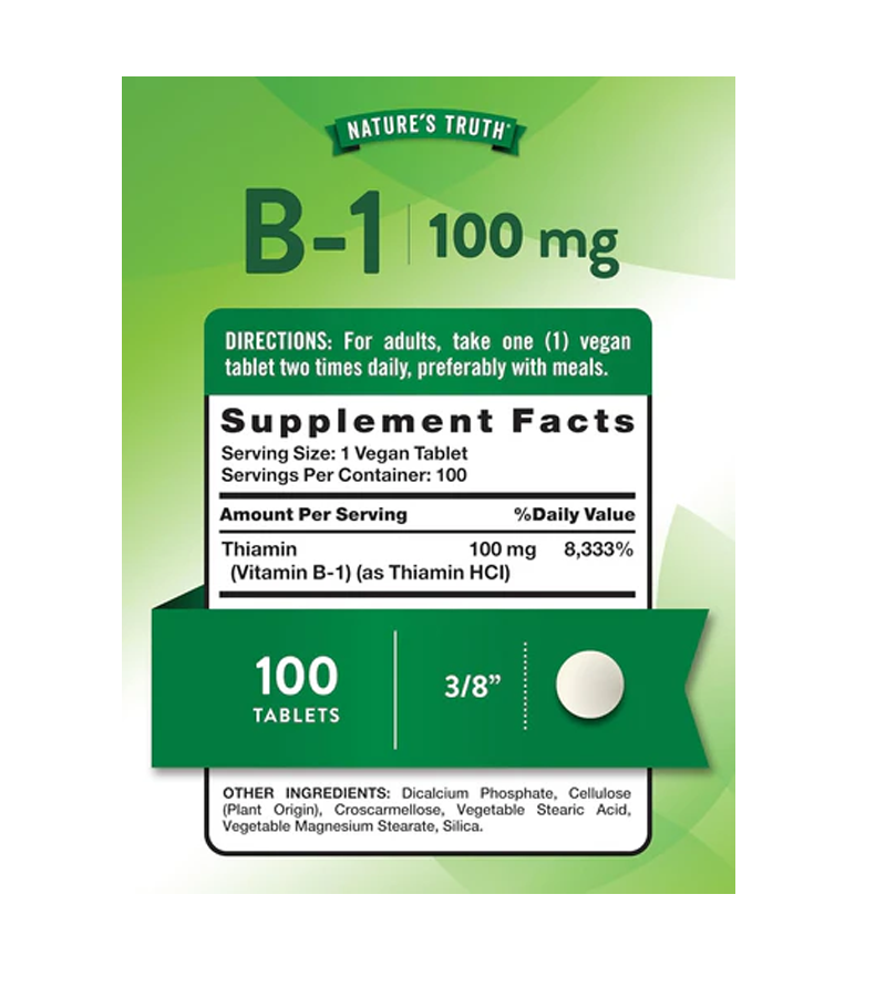 Vitamin B-1 100 mg - 100 Tablets