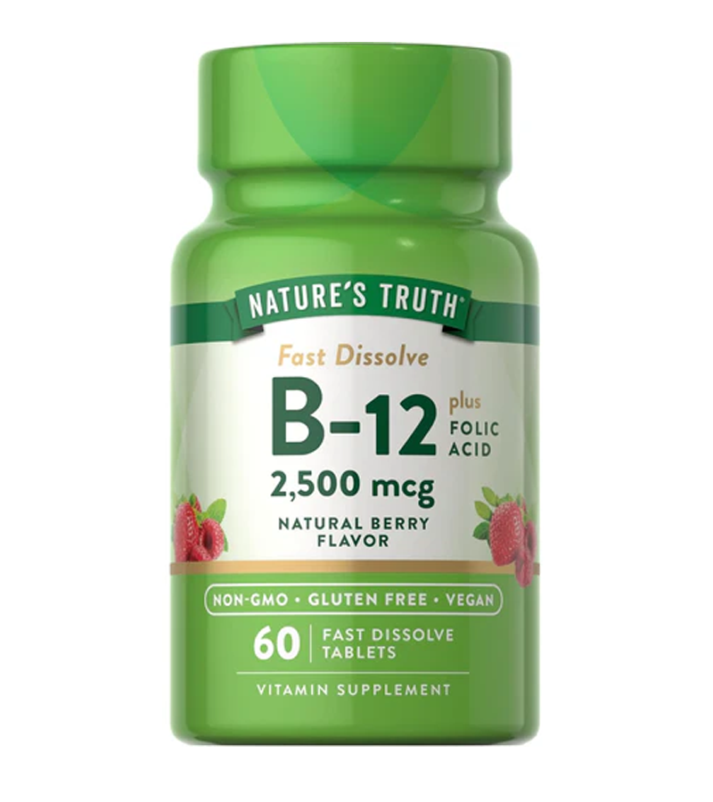 Vitamin B-12 2500 mcg with Folic Acid - 60 Fast Dissolve Tablets
