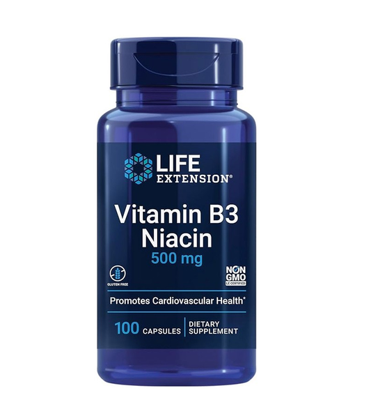 Vitamin B3 Niacin 500 mg - 100 Capsules