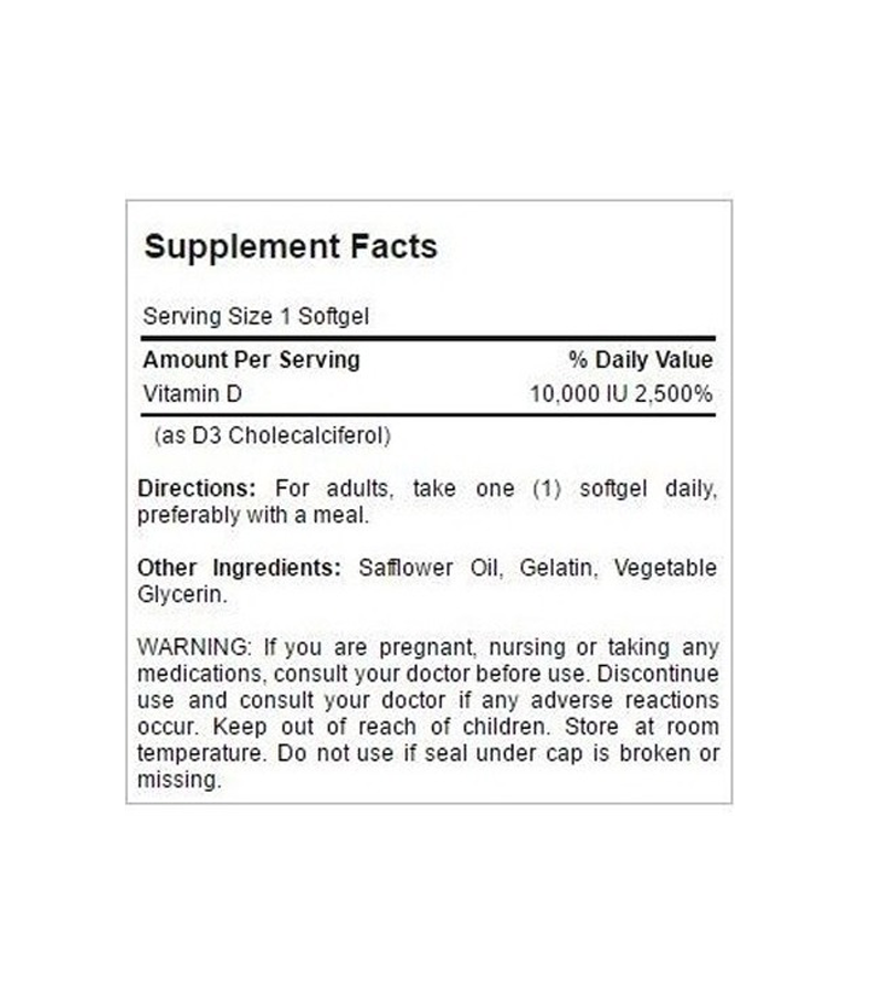 Vitamin D3 10,000 IU /100 Softgels