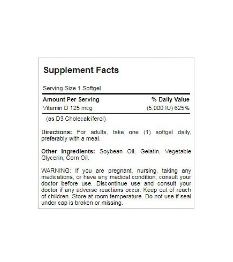 Vitamin D3 5000 IU /100 Softgels