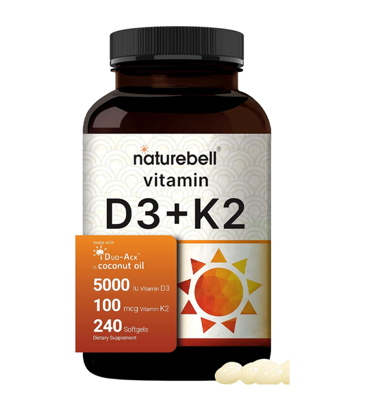 Vitamin D3 5,000 IU + K2 100 mcg, with Virgin Coconut Oil - 240 Softgels