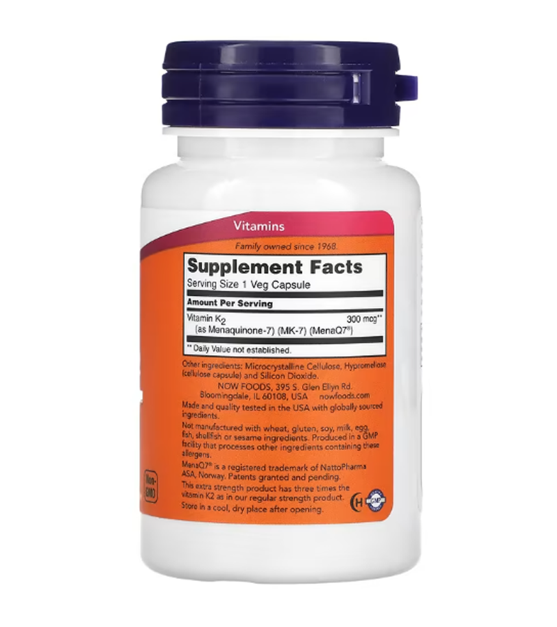 Vitamin K2 (MK-7), 300 mcg - 60 Veg Capsules