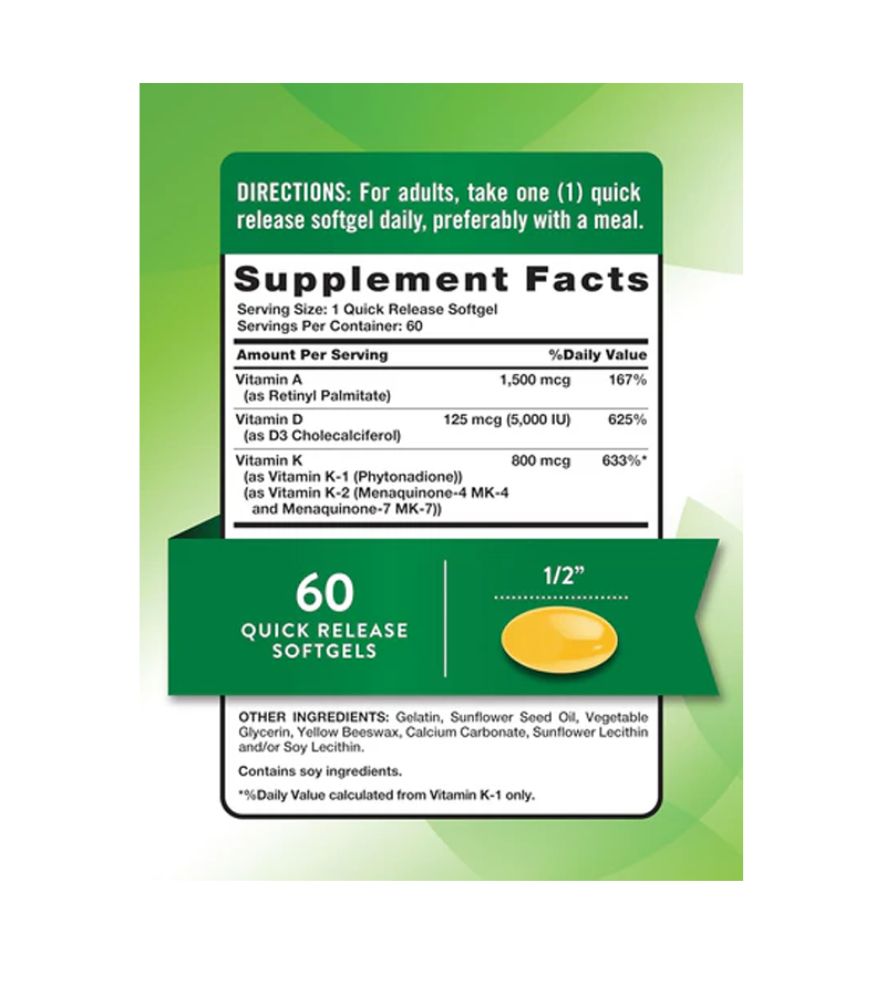 Vitamins A-D-K - 60 Softgels