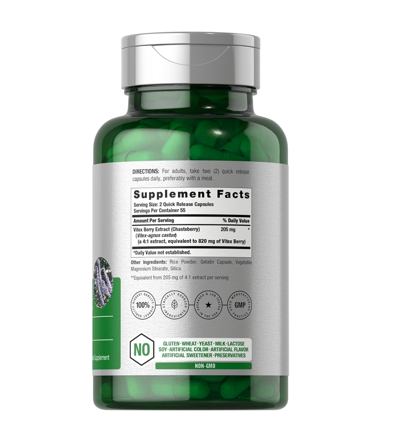 Vitex Chasteberry 820 mg - Womens Healthy Hormone Balance Formula - 110 veg Capsules