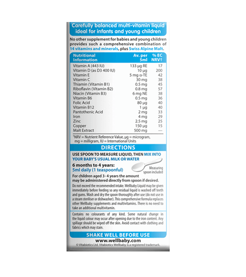 Wellbaby Multivitamin Liquid From 6 months To 4 Years-150 ml