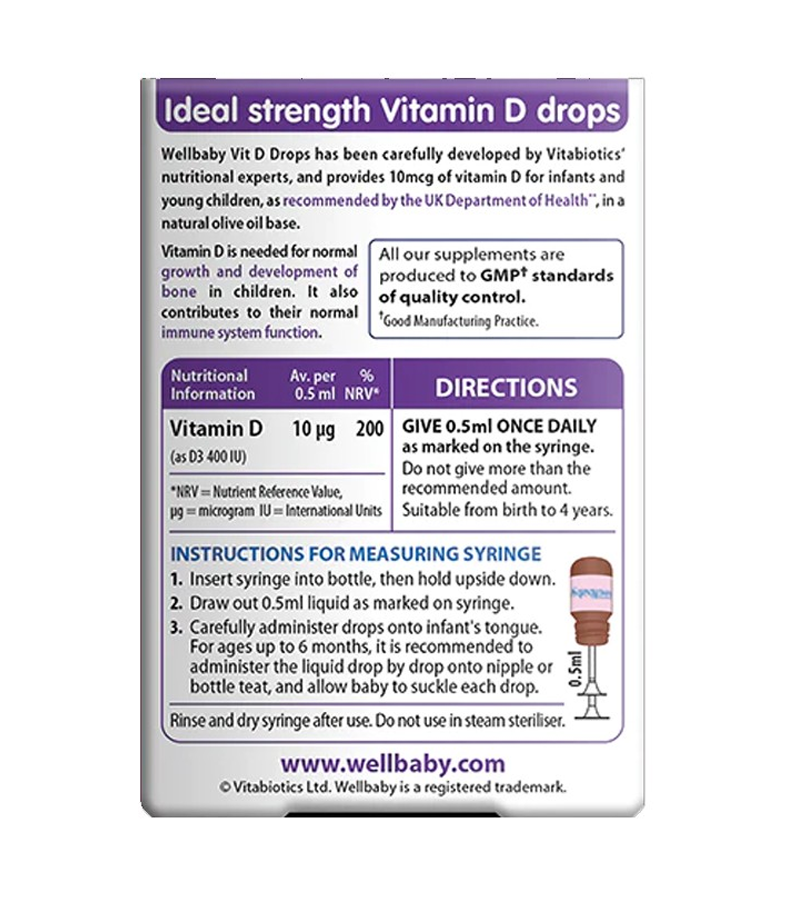 Wellbaby Vitamin D Drops Vitamin D3 - 10 ml