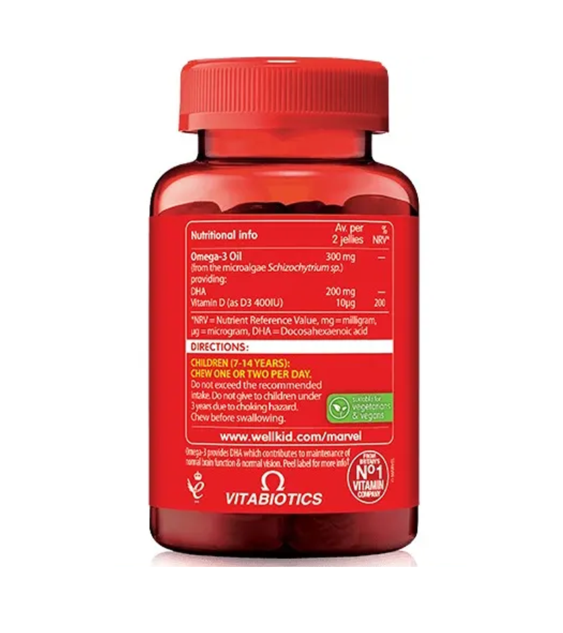 Wellkid Marvel vitamin D3 & Omega 3 - 50 Gummies