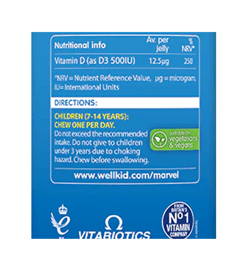 Wellkid Marvel Vitamin D - 50 Vegan Gummies