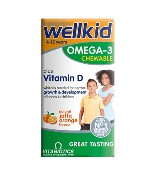 Wellkid Omega-3 Plus Vitamin D - 60 Chewable Orange Flavour